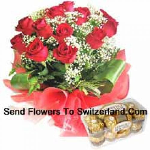 11 Red Roses with Yummy 16 Pcs Ferrero Rochers