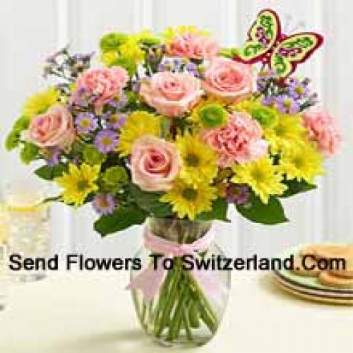 25 Roses, Carnations and Gerberas