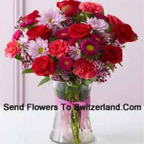 Cute Red Roses and Carnations