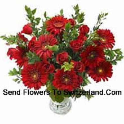 Cute Roses and Gerberas in Vase