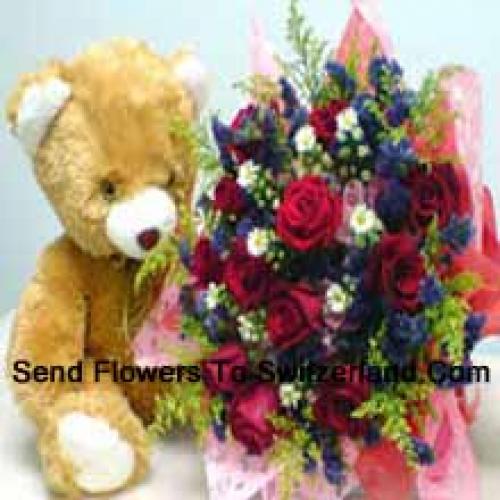 11 Red Roses with Sweet Teddy