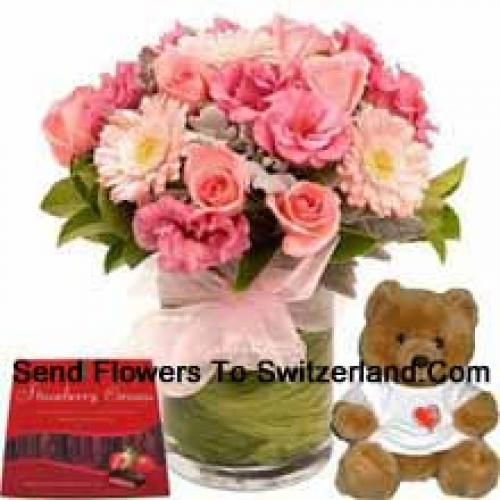 Assorted Cute Flowers with Teddy and Chocolate